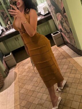 Knit Gold Midi Dress Zara